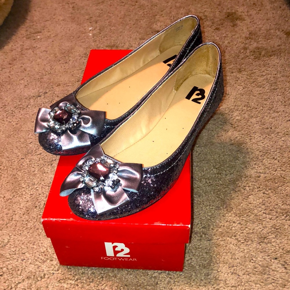 Gunmetal Sparkly Flats